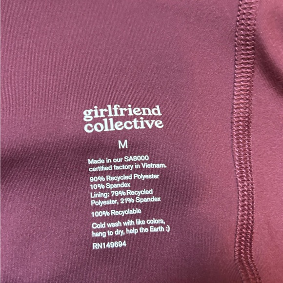 Girlfriend Collective Juliette Strappy Romper Dress Burgundy Women's Size Medium - Picture 4 of 4